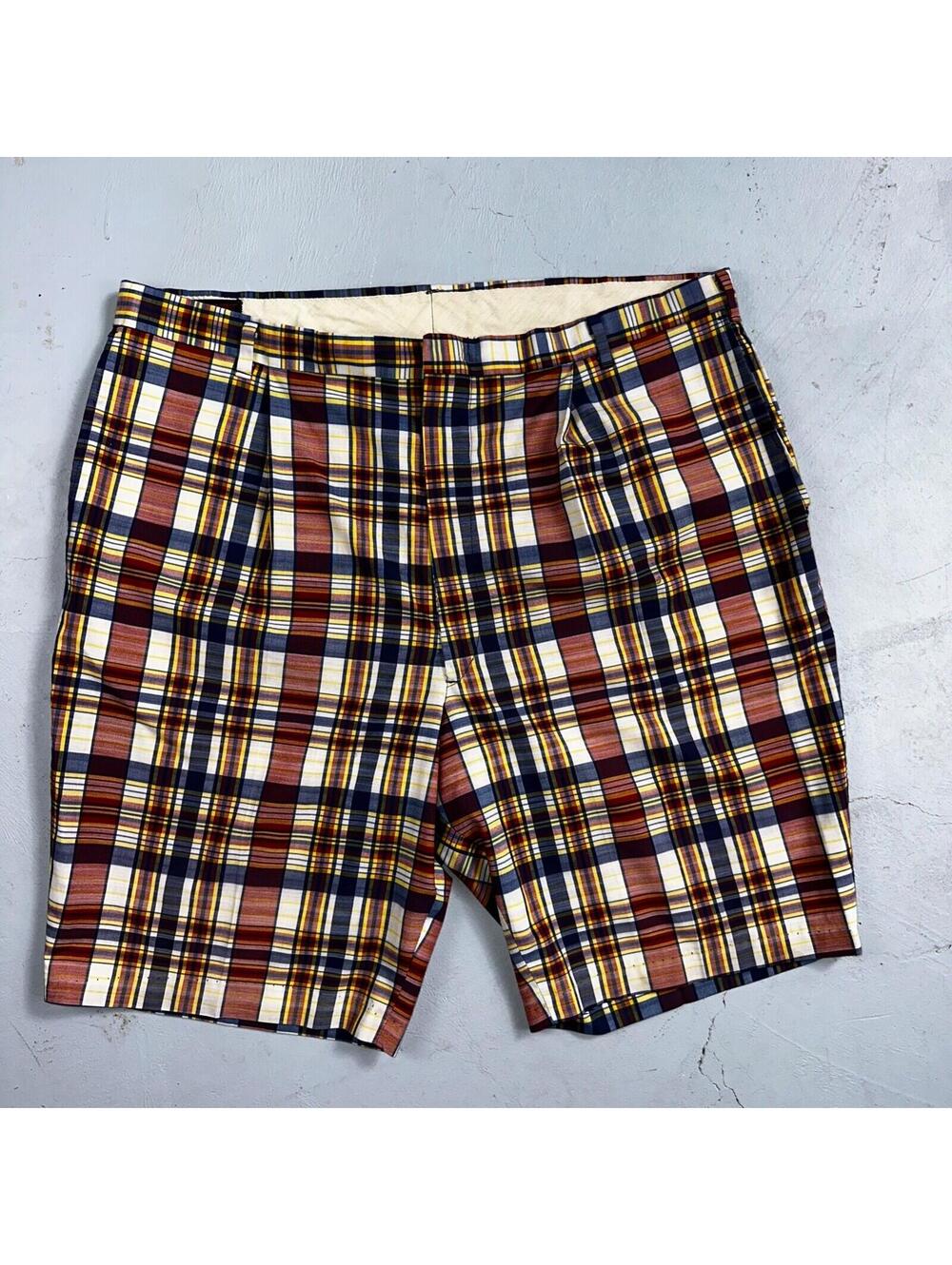Sears Vintage 70s The Men’s Store Perma-Prest Striped Shorts Plaid Talon Zipper